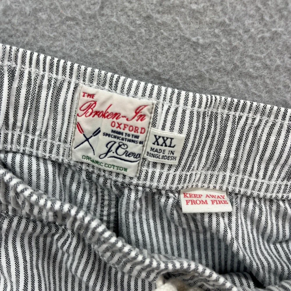 J Crew Oxford Shorts Mens XXL Gray White Striped Organic Cotton Preppy Oarsman